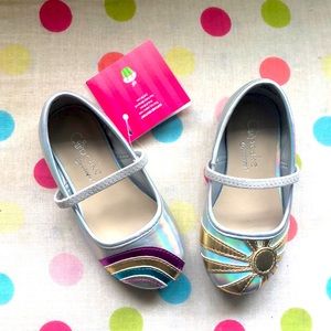 Girls Silver Sun and Rainbow Mary Janes